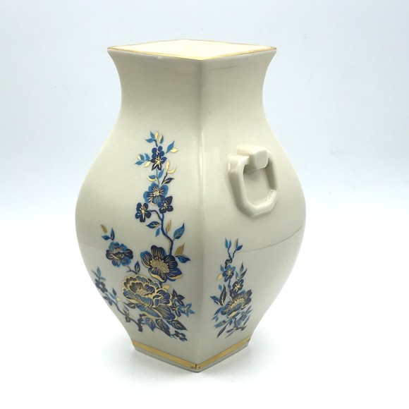 Lenox Accents Lenox Pagoda Vase Hand Decorated 24k Gold Trim Blue